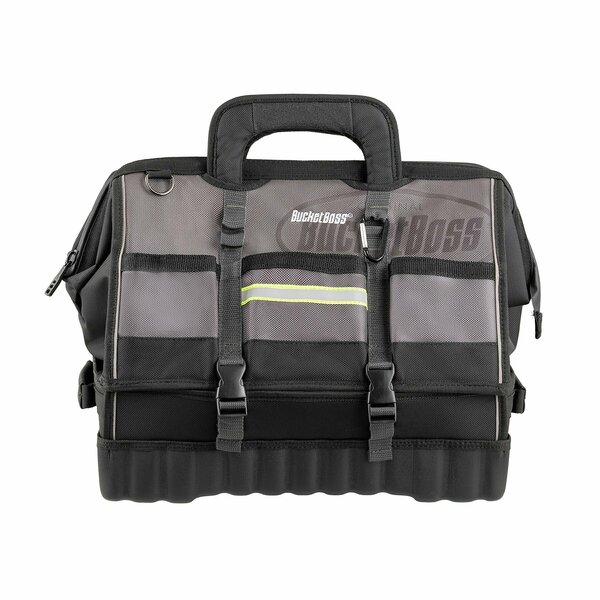 Bucket Boss Hi-Vis 18 in Pro Drop-Bottom Tool Bag, 1680 Heavy-Duty Poly Fabric, 19 Pockets 68118-HV